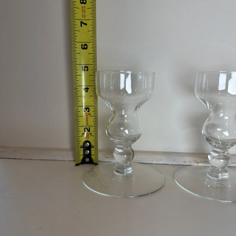 Candle Holders Glass Clear Set‎ Of 2 Taper 5